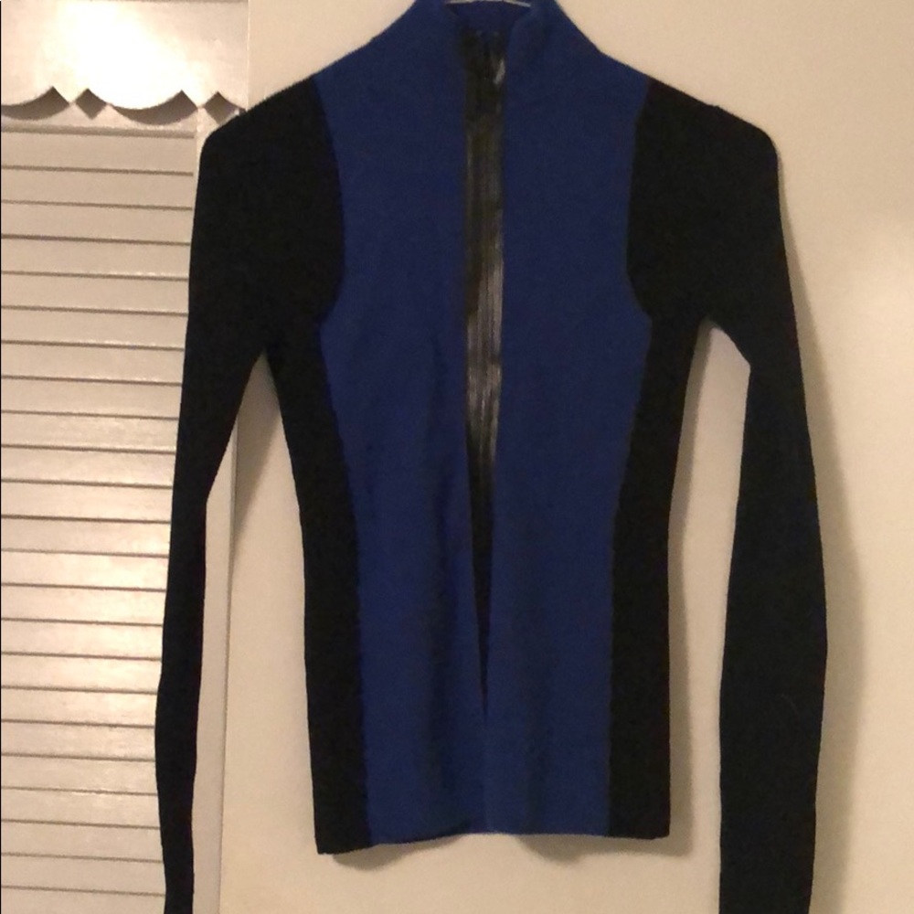Michael Kors color block zip up sweater